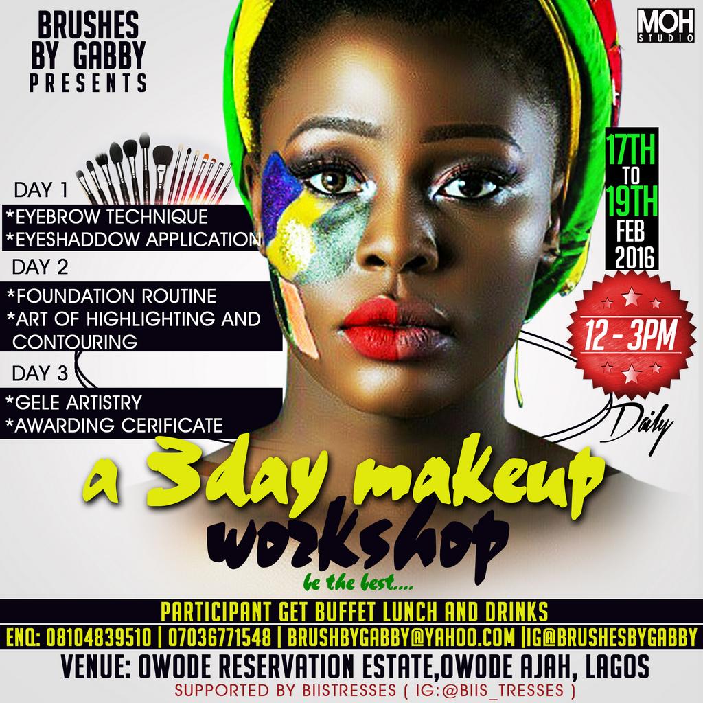 Brushesbygabby's tweet photo. Brushesbygabby presents a 3day makeup workshop.Learn to apply ur makeup flawlessly.. kindly retweet @kokobusiness https://t.co/U4VqXsuTC3