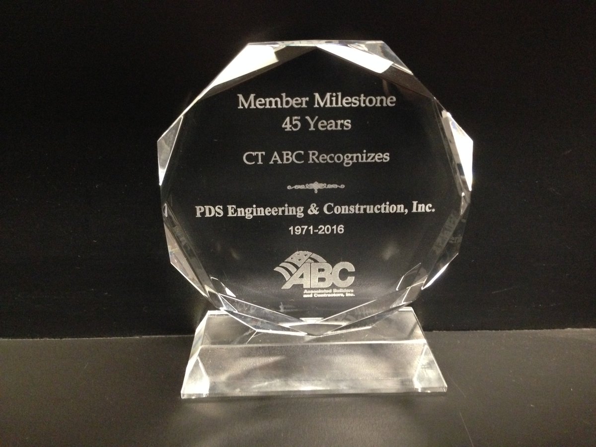 PDSECinc's tweet photo. PDS received a award for being a member of the CT Association of Builders and Contractors for 45 years @ABCNational https://t.co/LOiC11Tm1n