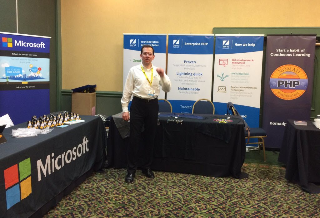 zend's tweet image. On the floor with @clarkphp at @SunShinePHP! #ssphp16