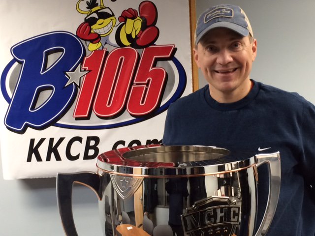 TheNCHC's tweet photo. The #FFTrophyTour is in Duluth for #HDM2016 & @UMDMensHockey series. The #PenroseCup stopped by @B105Duluth this AM https://t.co/sk1kE6rkdT