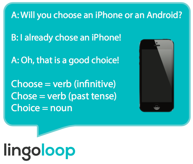 Lingoloop English On Twitter Apple Announced New Iphones And Ipads So Choose Vs Choice Vs Chose English Learnenglish Ingles 英文 英語 영어 Https T Co 4i9vaupkec Twitter