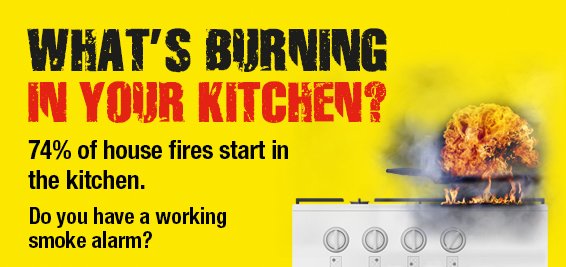 More than 70% of house fires start in the kitchen. Make sure you have a working smoke alarm: goo.gl/nMuIUl