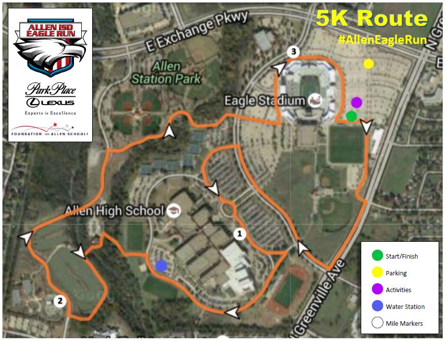 AllenEagleRun's tweet image. Scenic, flat, and fun! That&apos;s the 5K course for the #AllenEagleRun  #5K