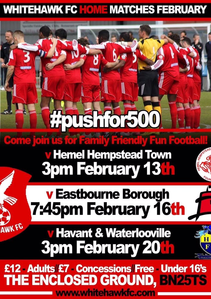 HawksFCOfficial's tweet photo. Together, lets #PushFor500 - come and support your Hawks this February!! #COYH https://t.co/QD8UySyDe8