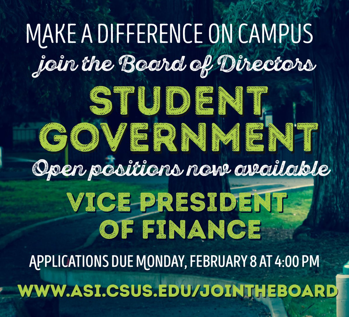 SacStateASI's tweet image. VP of Finance position open on the Board of Directors! Make sure to apply by Monday at 4pm.