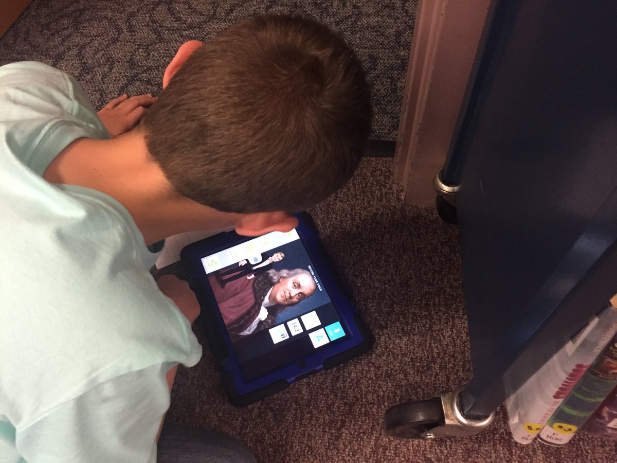 ITRT_DK's tweet photo. CES 5th graders creating Tellagami & Yakit videos for Famous Americans. @IWCSchools @cwaltersVA #IWCSEDTECH https://t.co/le7CRRC13b