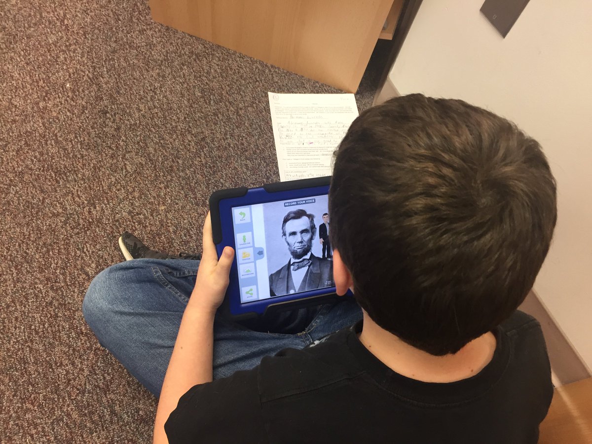 ITRT_DK's tweet photo. CES 5th graders creating Tellagami & Yakit videos for Famous Americans. @IWCSchools @cwaltersVA #IWCSEDTECH https://t.co/le7CRRC13b