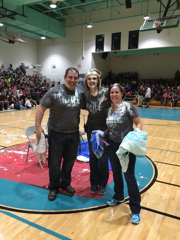 Manateeschools's tweet photo. Principal and Asst. Principals of Haile Middle all took #pies to the face at the 2nd Qtr Assembly #ManateeSchools https://t.co/KWcXP0nZLg