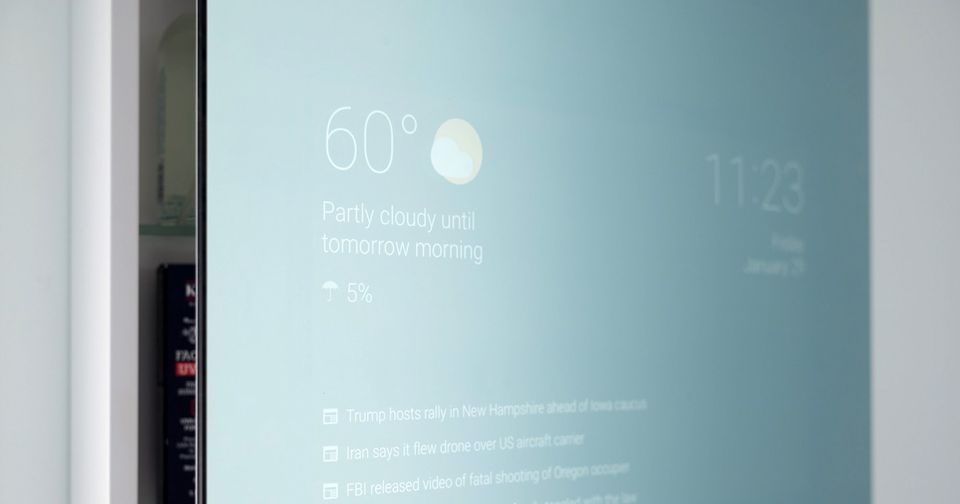 engadget's tweet photo. Who wouldn't want to brush their teeth while reading news on a bathroom mirror? https://t.co/M9nXa62nsi https://t.co/xJDRGpDZwd