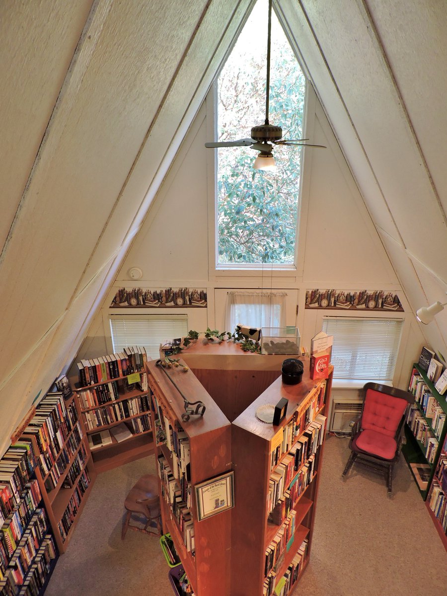 Our A-Frame bookstore is pretty inviting! We're open this afternoon until 5:00. Feel free to sit and browse!