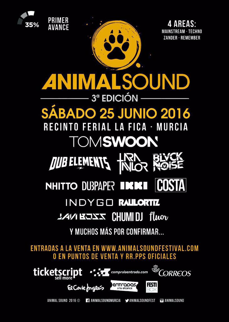 AnimalRRPP's tweet photo. Aquí tenemos las nuevas confirmaciones del #AnimalSound2016!! 35% del cartel confirmado! Atentos a próximos avances! https://t.co/Ac1LtklB4D