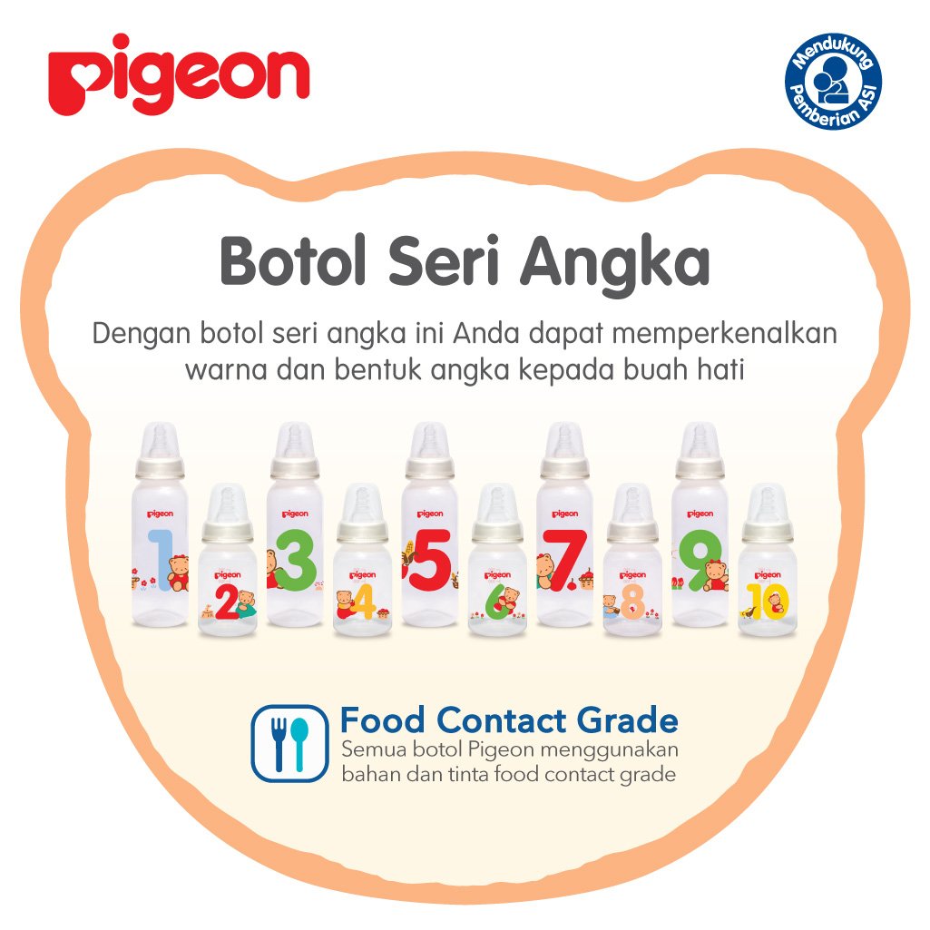 Pigeon menyediakan Botol Pigeon Seri Angka 1 sampai 10, dapat digunakan untuk memperkenalkan warna &amp; bentuk angka