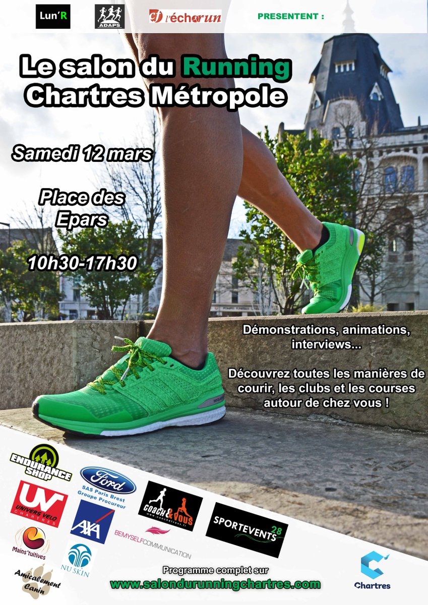 LunR28's tweet photo. Le Salon du Running Chartres Métropole, C'est dans un mois, c'est une organisation Lun'R ! #runningchartres https://t.co/fFVBSSW4dS
