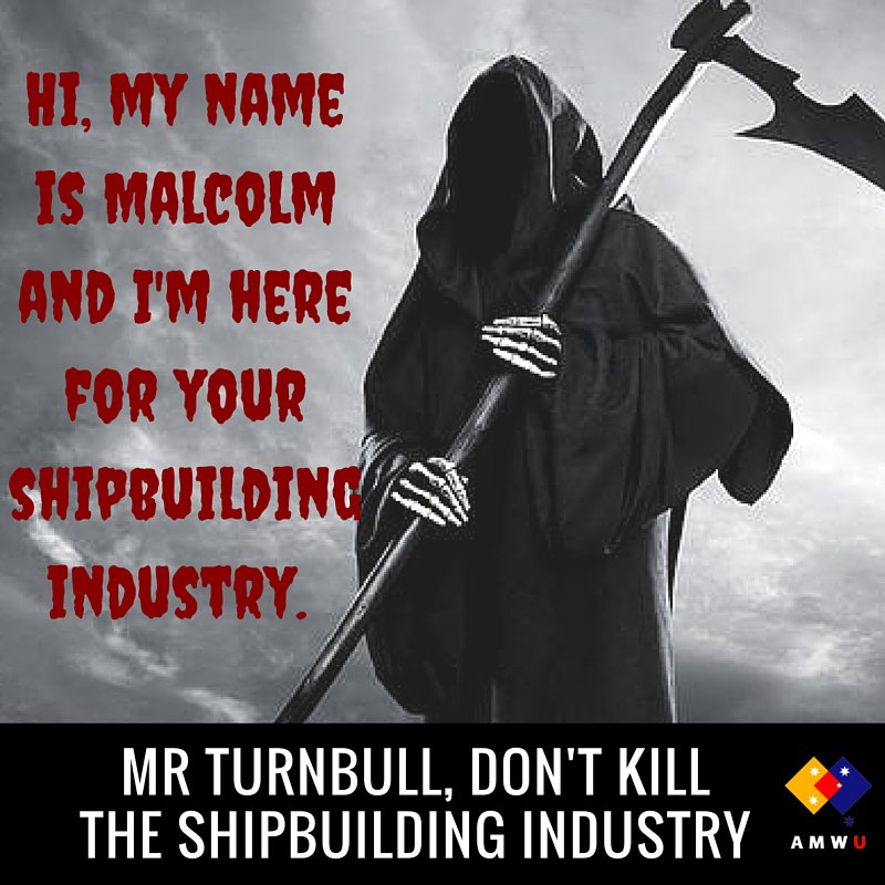 Turnbull Govt. at the helm as shipbuilding crisis deepens <a href="/buildourships/">Build Our Ships Here</a> #auspol #ausunions bit.ly/1TVU2gf