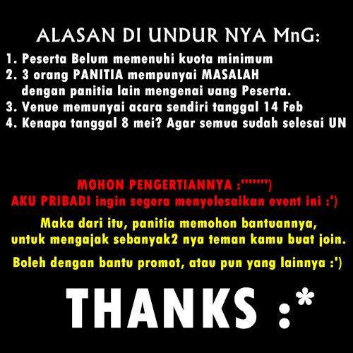 Dan kami memohon maaf sekali lagi :') YANG INI PASTI JADI, maka dari itu kami sangat membutuhkan bantuan kalian..