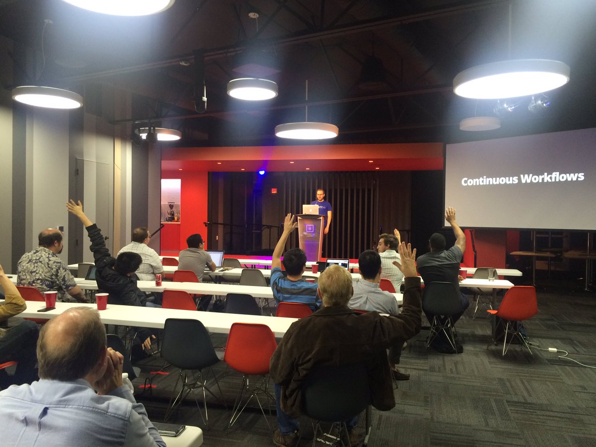 contentdotone's tweet photo. Our CTO @andyfleming giving a talk on mission control & continuos integrations up at #fullstacktalks @PlanningCenter https://t.co/nRRdMizJcQ