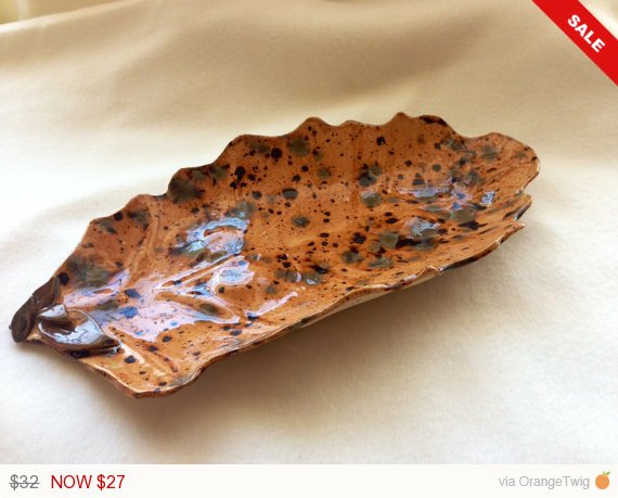 Sale - Handmade Autumn inspired leaf shaped stoneware serving … etsy.me/1wMs5Lg #etsymntt #HandmadeStoneware