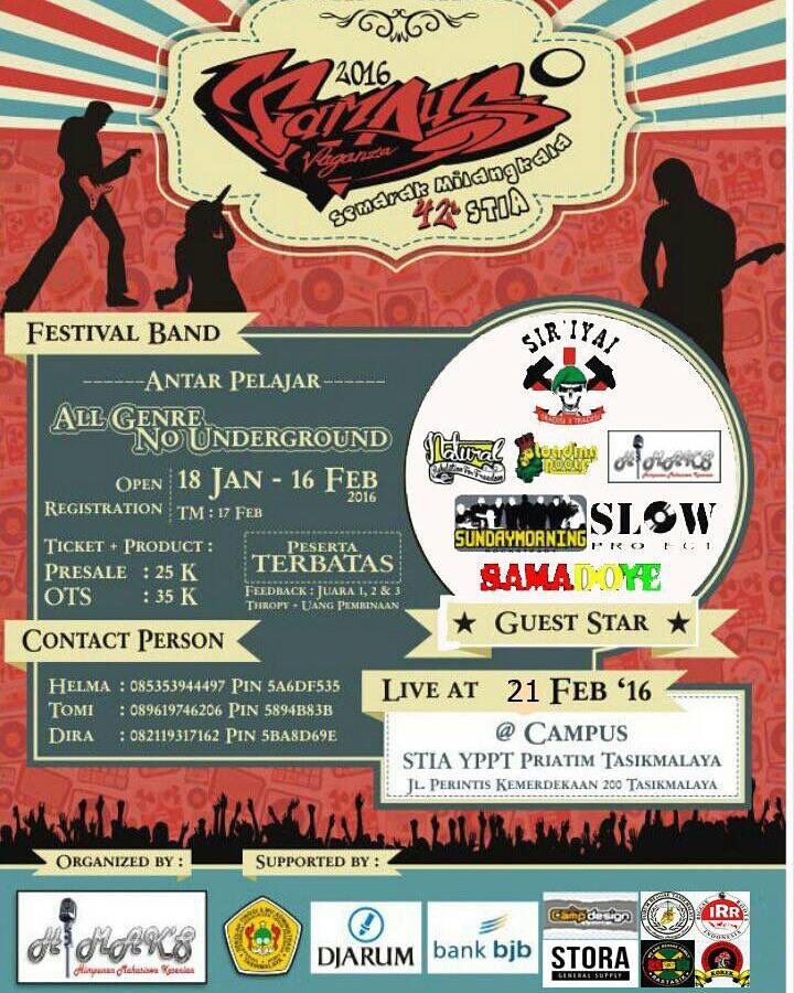 Ingat Tasik !!! 21 Feb 2015 di Campus STIA Tasikmalaya , segera beli tiket biar aman !!! 👌