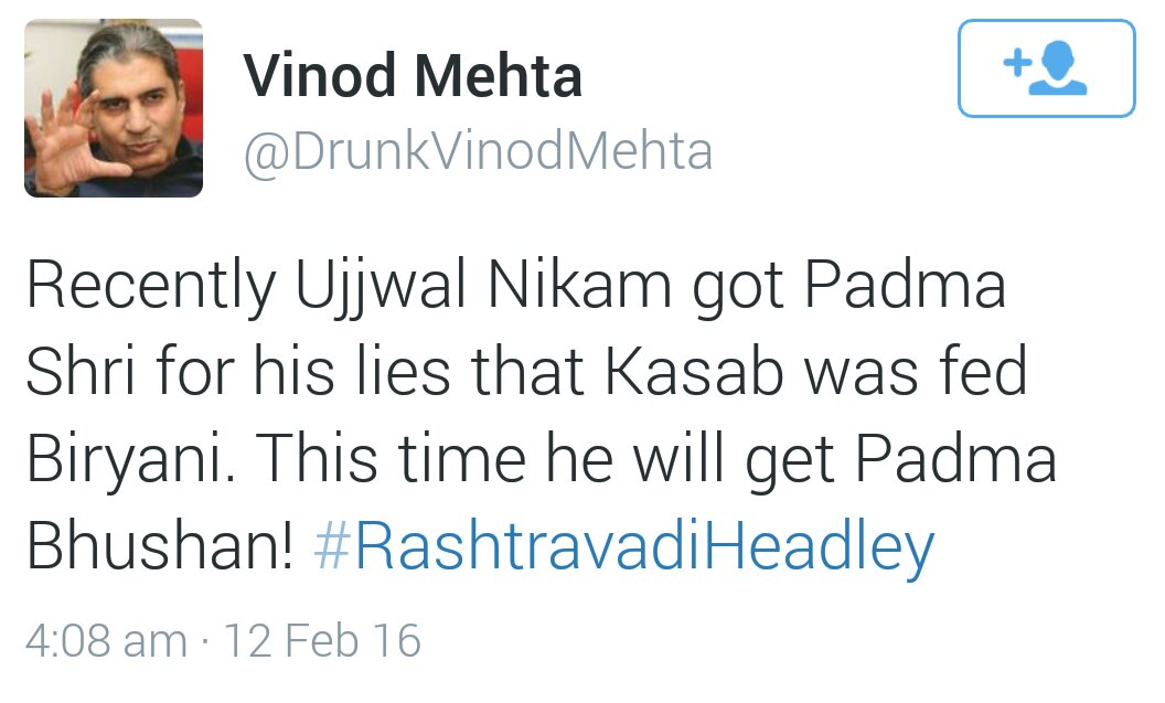 Amit_smiling's tweet photo. For a few Rupees, Sonia bhakts will even insult Nikam &amp; defend Kasab who killed 180 Indians #MediaCongWithTerror https://t.co/VsLeiN4bak