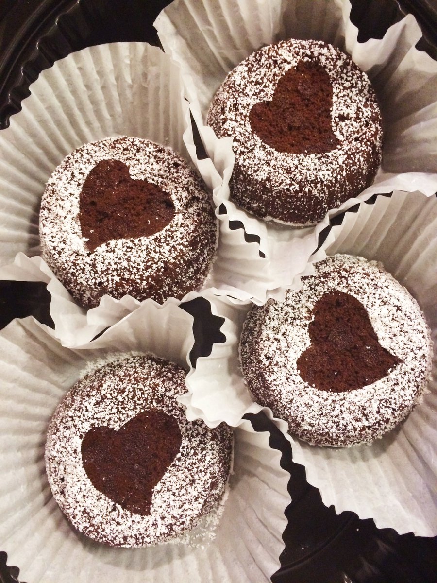 bravelilkitchen's tweet photo. Valentine's Day?  We got this.  #gf #df Molten Lava Cakes for the win. https://t.co/K8UeRauNuw