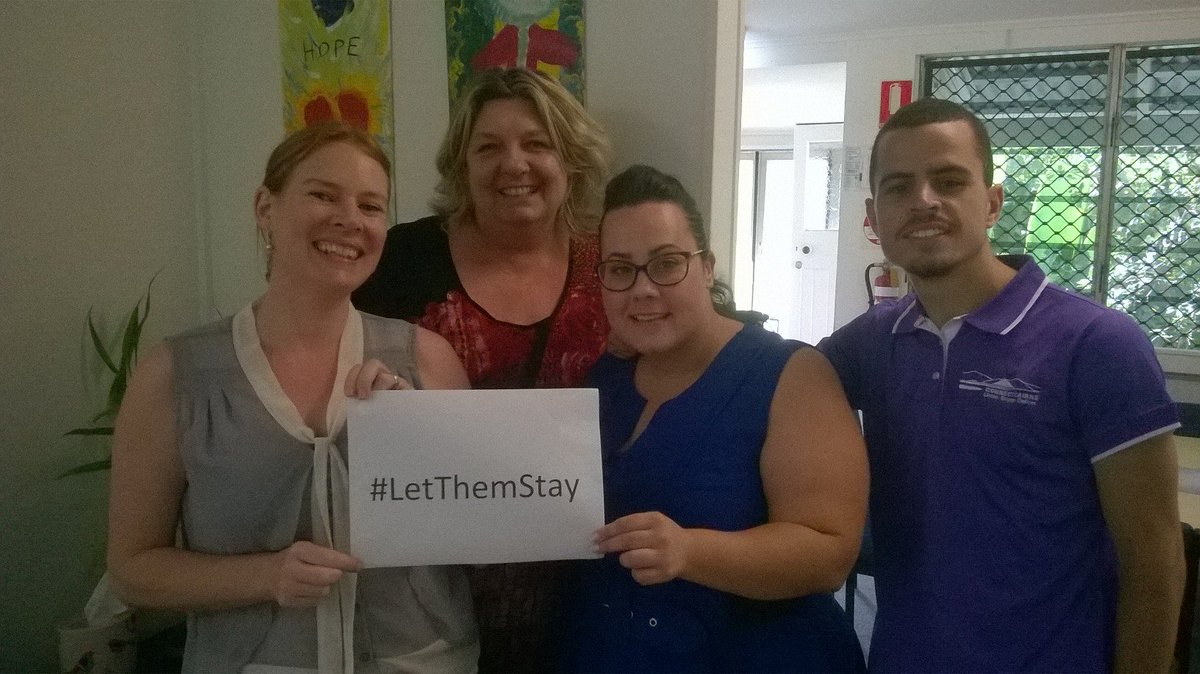 GetUp's tweet photo. A message from North Queensland, “we stand in solidarity and say welcome”. Centacare Cairns says #LetThemStay https://t.co/9LdXuUIGJW