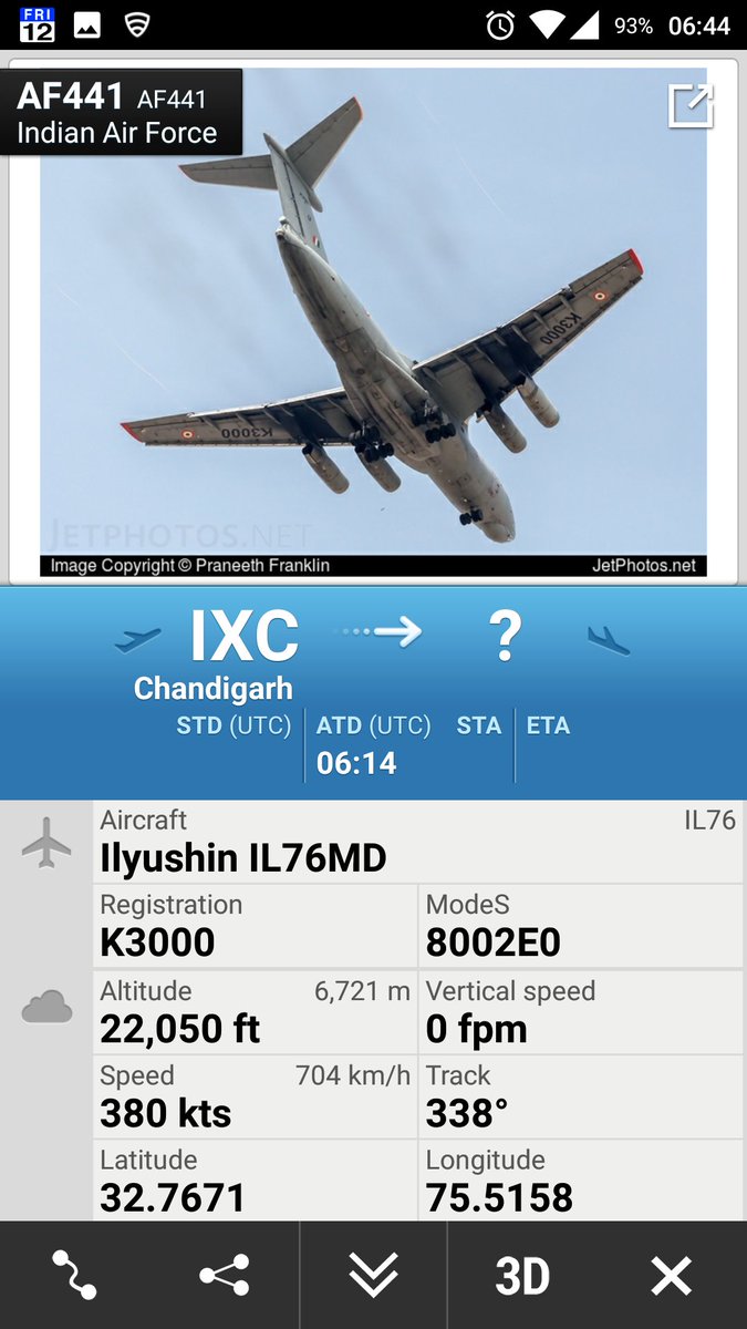 CivMilAir's tweet photo. #IFC Indian Air Force
IL76 #K3000 AF441 from Chandigarh
https://t.co/tJEhm1LOBv https://t.co/QxtV1zxVwA