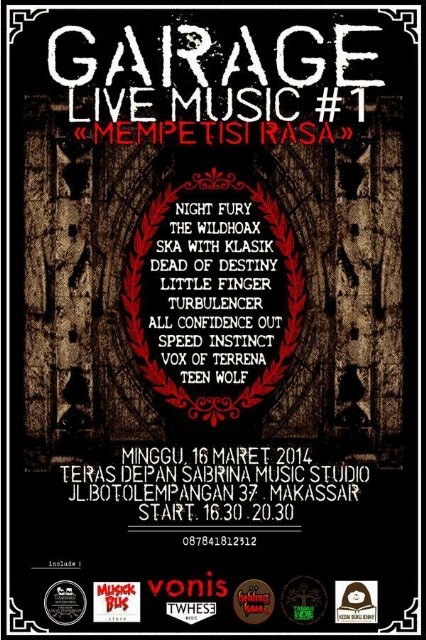 poster GARAGE#1 "Mempetisi Rasa" tanggal 16 maret 2014 #infogarage #GARAGEMUSIC2016