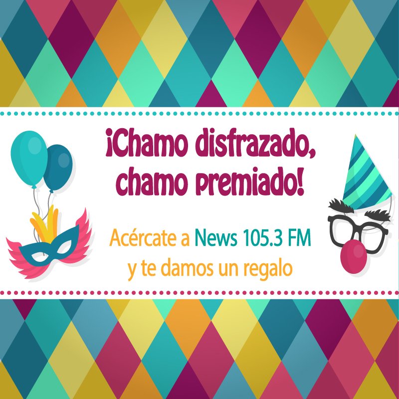 ¡Recuerda que hasta hoy puedes acercarte a News 105.3 FM y obtener un premio si vienes disfrazado! #News1053
