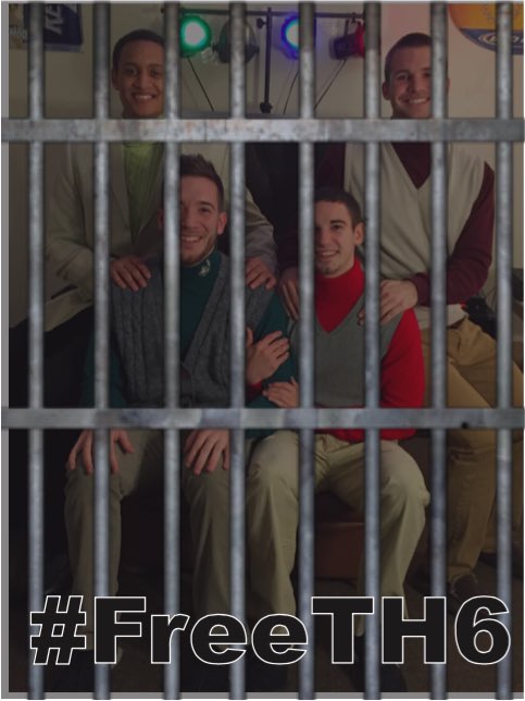 DuncanWatt19's tweet photo. Bars can't break their spirit #FreeTH6 https://t.co/StcmQbj1LK