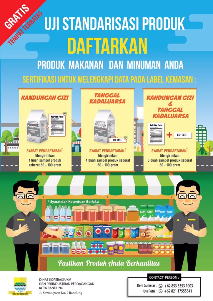 relawan_bdg's tweet photo. Fasilitasi uji mutu produk makanan, ayo sgera daftar ke @infokoperindag. Kuota terbatas. https://t.co/TXg8DJRVIA