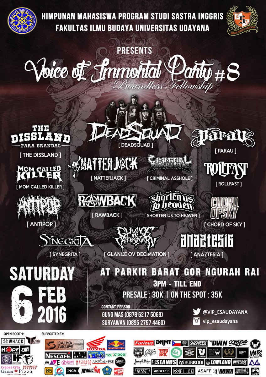 MasBrooo's tweet image. Inget 6 Februari di Parkir Barat Gor Ngurah Rai! cc : @VIP_ESAUDAYANA