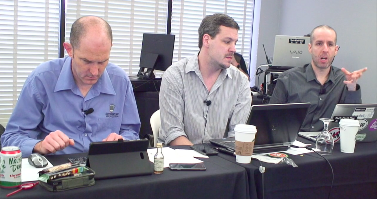 Turbonomic's tweet photo. #tbt to that time @discoposse was a @TechFieldDay delegate asking questions instead of answering them #VFD3 #TFD10 https://t.co/trsmPLWUlm