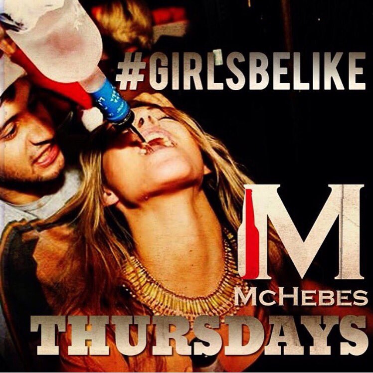 McHebes Tonight! Ladies free for first half hour! Doors open 10pm! Don't miss it! #Mchebes #Thursday