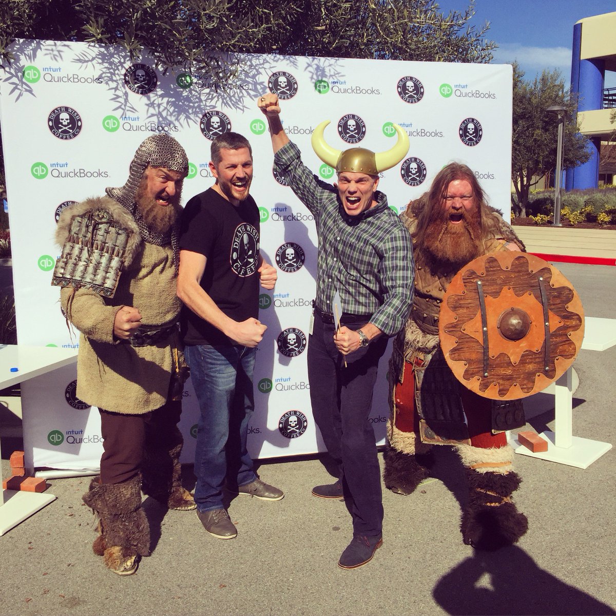 brad_d_smith's tweet photo. The day of reckoning is upon us! With my brothers celebrating @DeathWishCoffee at @Intuit https://t.co/n76Tj4JLju https://t.co/m8lZJI2u1j