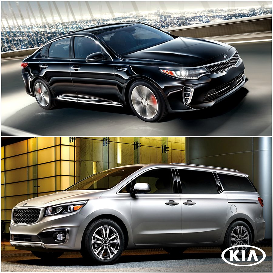 KiaCanada's tweet photo. Honorés que Kelley Blue Book ait nommé #Optima16 et #Sedona16 parmi leurs 16 meilleures voitures familiales de 2016. https://t.co/q1uYPHbpms
