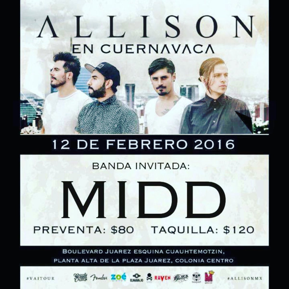 "LA GRAN NOTICIA"  estaremos compartiendo escenario con "ALLISON " Este 12 de Febrero en Cuernavaca.!!
#SomosMidd