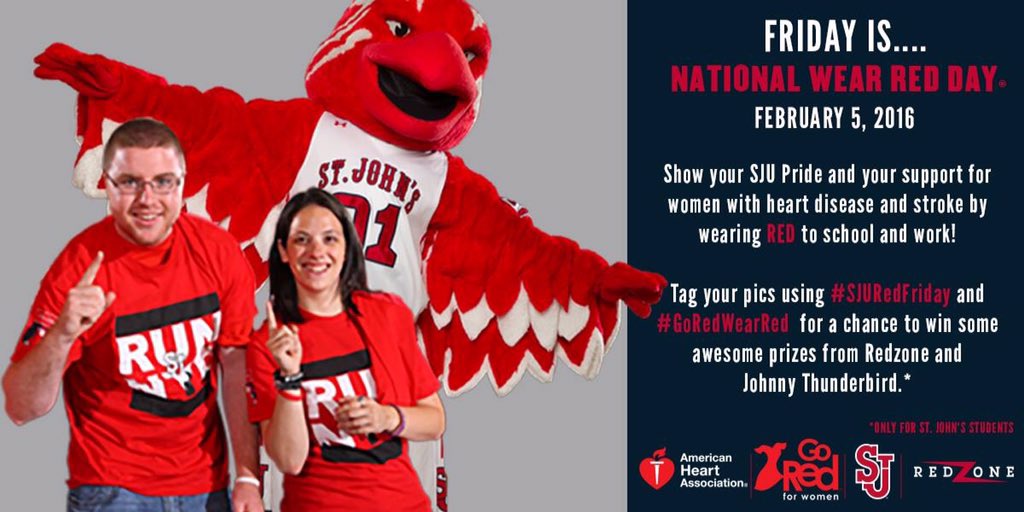 StJohnsNow's tweet photo. On Fridays We Wear Red #SJUnow @JohnnyTbird @SJURedzone https://t.co/kza54iADt0