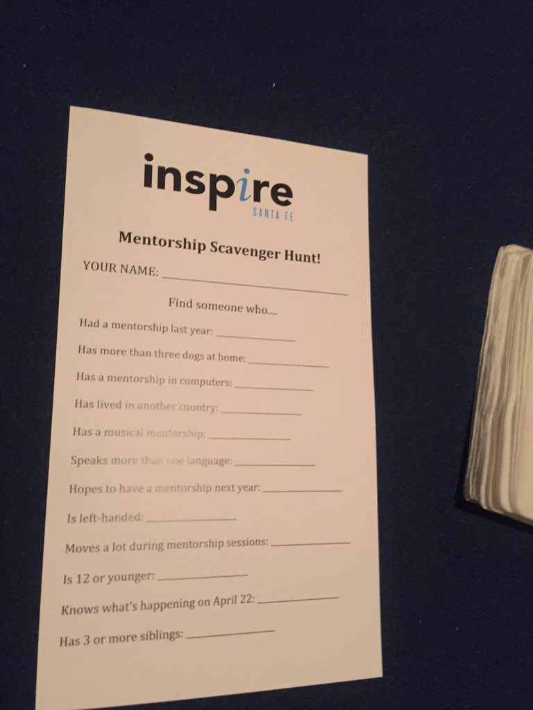 AcademySantaFe's tweet photo. Scavenger hunt at @InspireSantaFe  mentor appreciation night!#InspireSantaFe #InspireSF https://t.co/I4mmfvYdNl