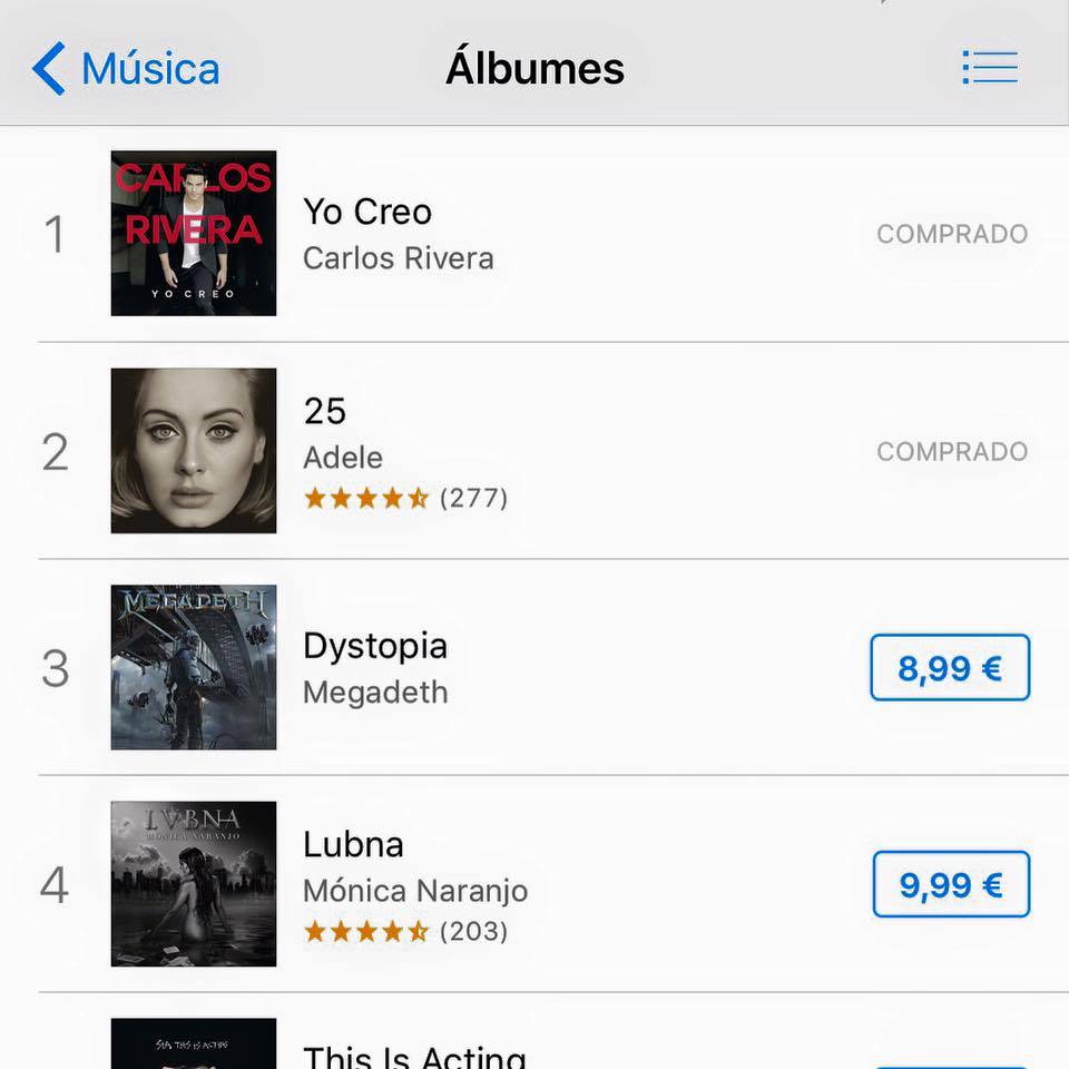 _CarlosRivera's tweet photo. España me regala mi primer Núm. 1 de iTunes en la lista general de ventas! Emocionado!... https://t.co/u4KHnbme3X https://t.co/sWwe4UUXpk