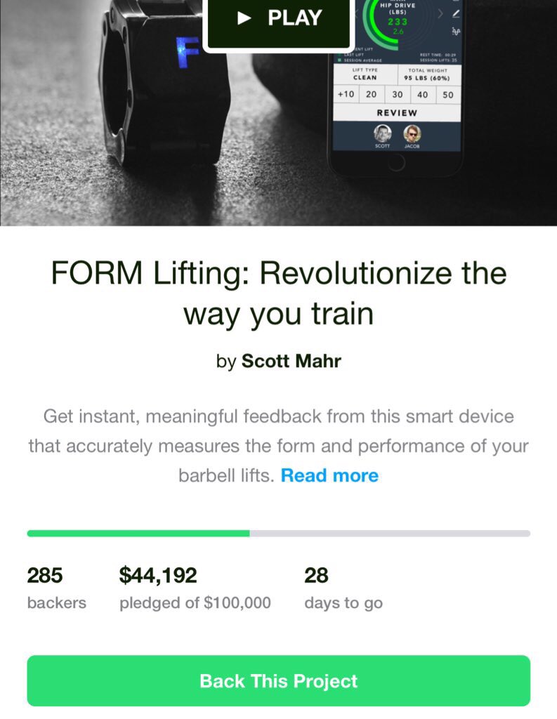 FormLifting's tweet image. We&apos;re 44% funded! 🙌🏼 Thank you! Let&apos;s get this funded&amp;amp; raise the bar on lifting. @kickstarter #whatsyourhipdrive