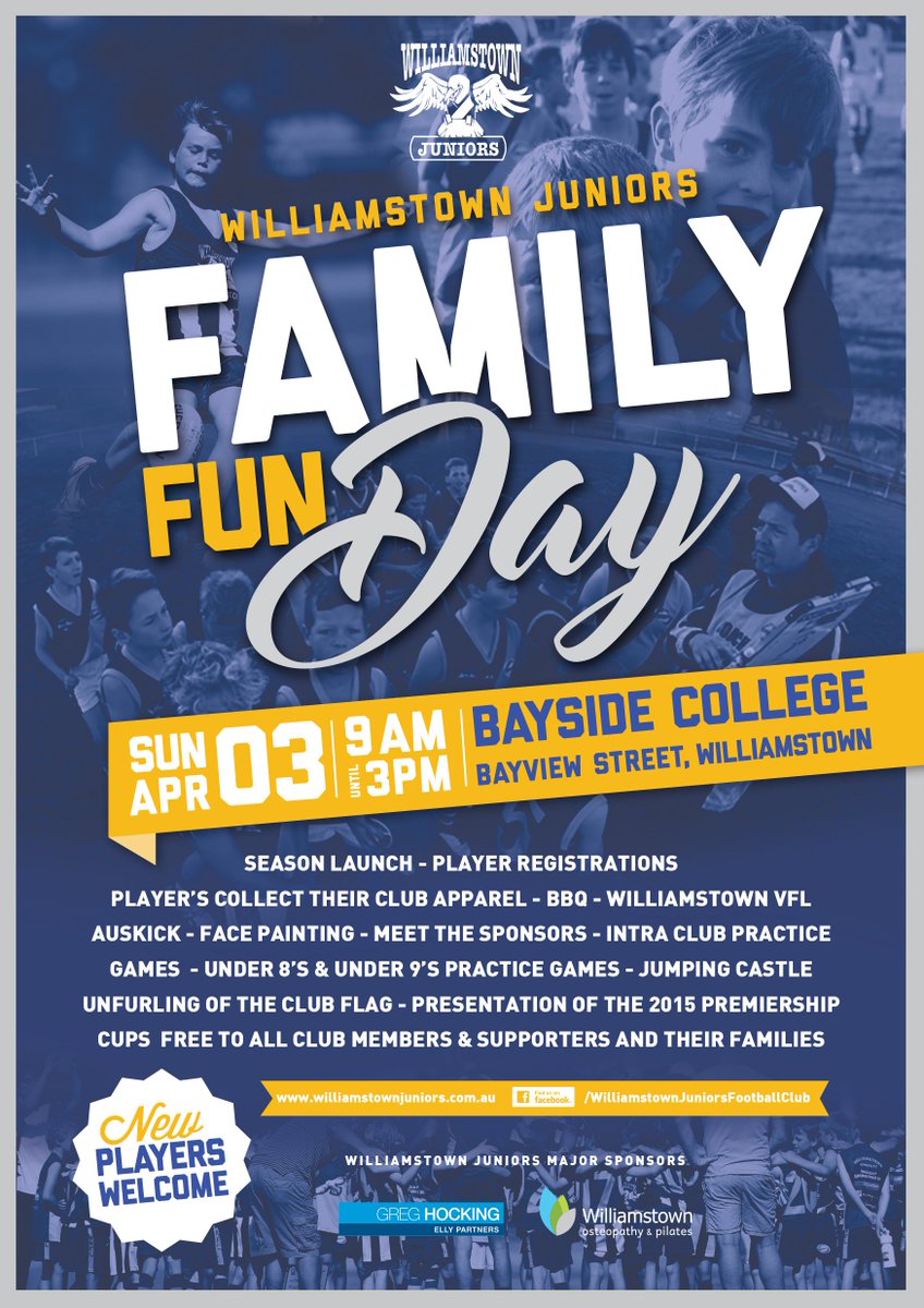 WesternFNL's tweet photo. Mark it down in your calendar: Williamstown Juniors will be hosting their annual Family Fun Day on April 3... https://t.co/VopiG2u2N9