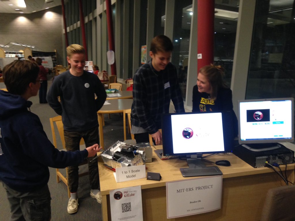 KitCubeQuest's tweet photo. High schoolers presenting KitCube at La Canada High School's Annual Showcase! @NASA @nasajpl #MITKitCube https://t.co/Xegwhv5qtB