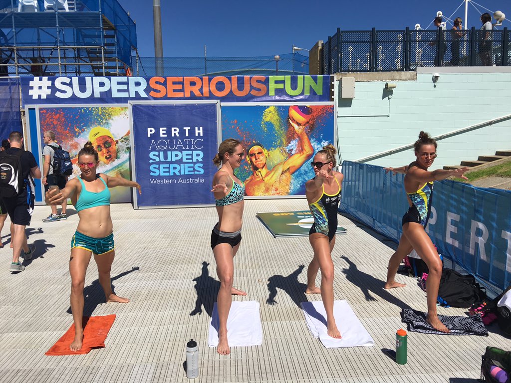 Poolside yoga 🇦🇺 #SuperSeriousFun #thisiswa