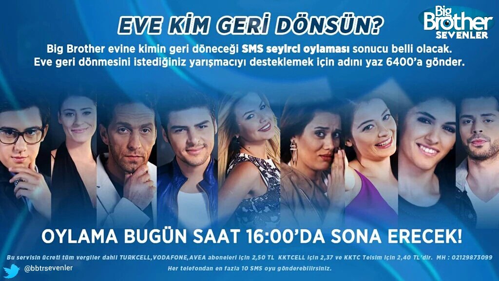 bbtrsevenler's tweet photo. #BigBrotherTR Eve kim geri dönsün? Oylama Bugün 16:00'da sona erecek! https://t.co/ybgS1w0wD1