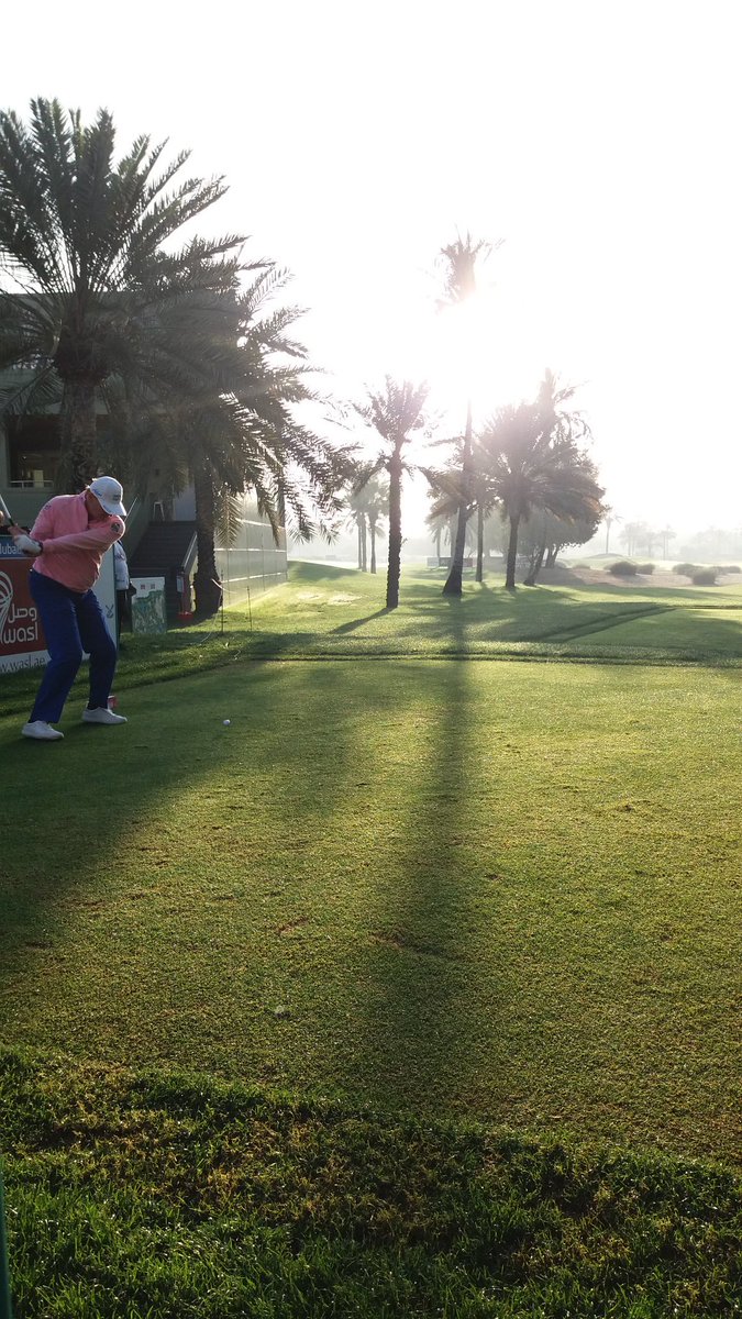 EmiratesGC's tweet photo. 3 time winner Ernie Els teeing off from the 10th for day 2 of the Omega Dubai Desert Classic! #ODDC2016 https://t.co/DkD0gYOQo4