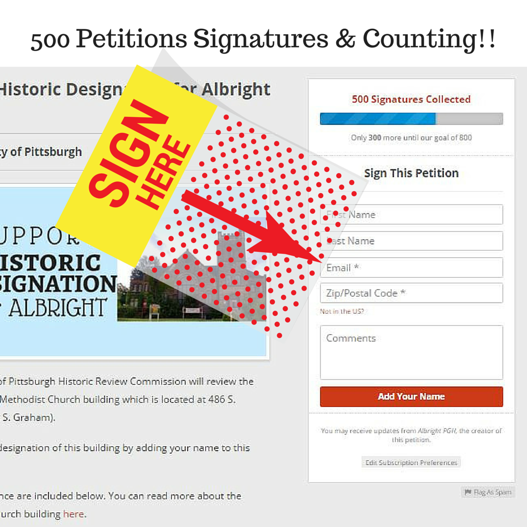 albrightpgh's tweet photo. Over 500 signatures on the #SaveAlbright petition! Have you signed yet? https://t.co/fyQPql4jLz https://t.co/J0rlHl8Kdg