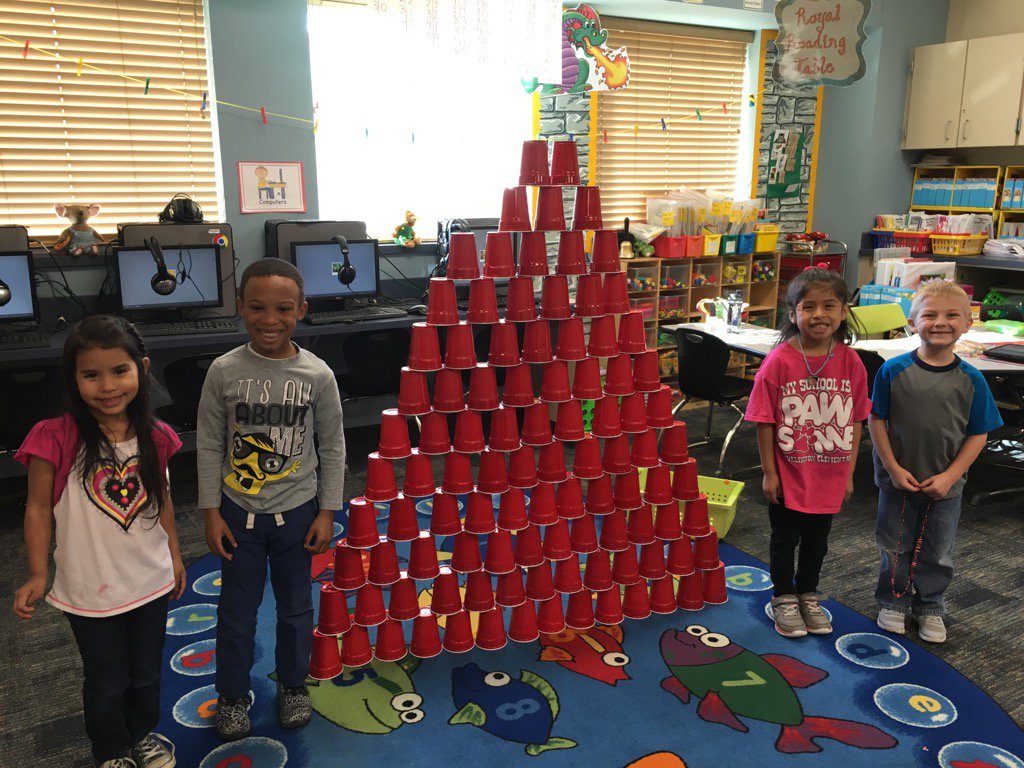 100 cup tower for the 100th day! #tesbulldogs