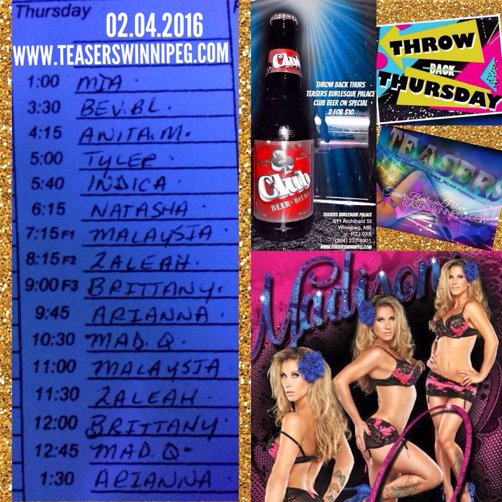 TeasersWinnipeg's tweet photo. #ThrowBackThurs #ClubBeer on special 2 for $10! DJ Saint Nick spinning 80's & 90's til 2am #TeaserFeature MadisonQ. https://t.co/a9LAdpQgTf