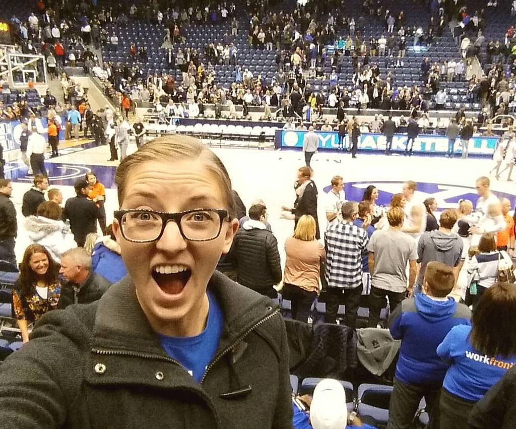 NowByu's tweet photo. At https://t.co/IdGJoiIkRX -- It was so exciting to be this close to the game tonight! #byupride #byubball #jealou… https://t.co/yJj99G9OoP
