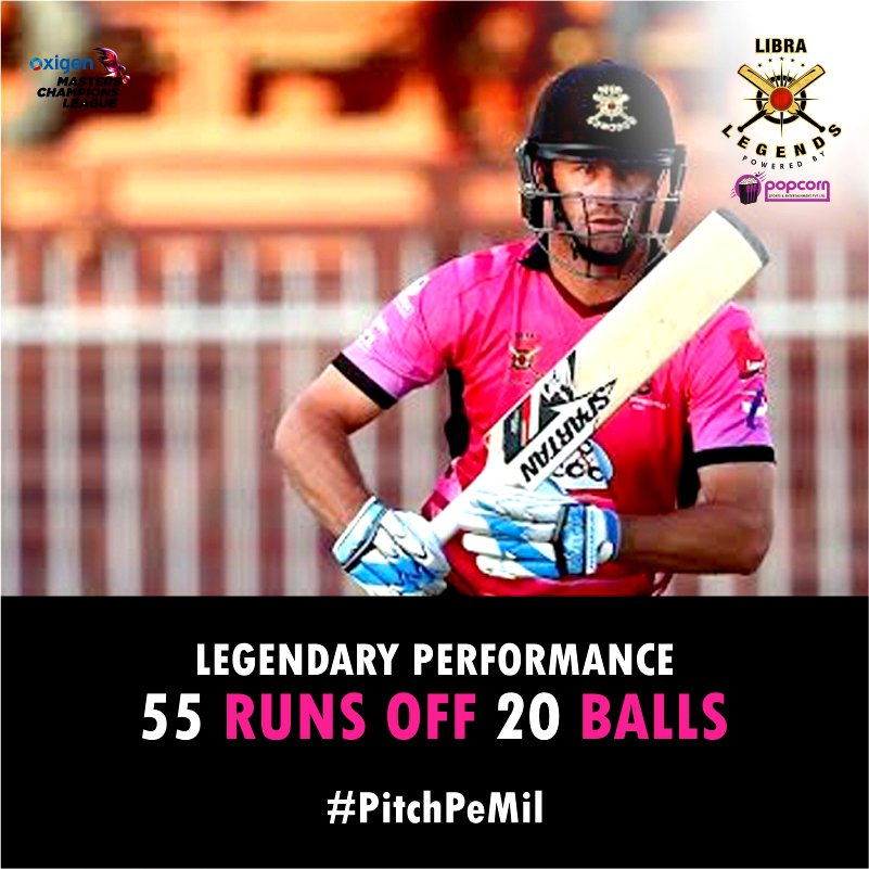 LibraLegendsMCL's tweet photo. Congratulations @slug_7 on scoring the fastest 50 of @MCL2020UAE ! #PitchPeMil #LIBvSAG #MCL2020 https://t.co/9upQyGRWLn